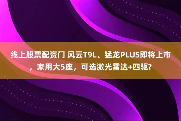 线上股票配资门 风云T9L、猛龙PLUS即将上市，家用大5座，可选激光雷达+四驱?